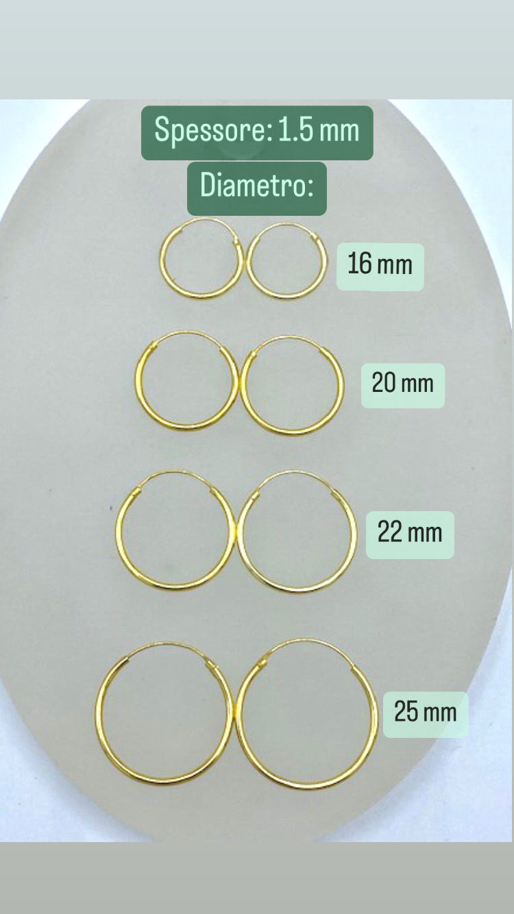 Cerchi in Argento Placcato Oro 1.5 mm