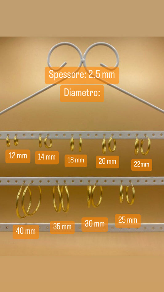 Cerchi in Argento Placcato Oro 2.5 mm