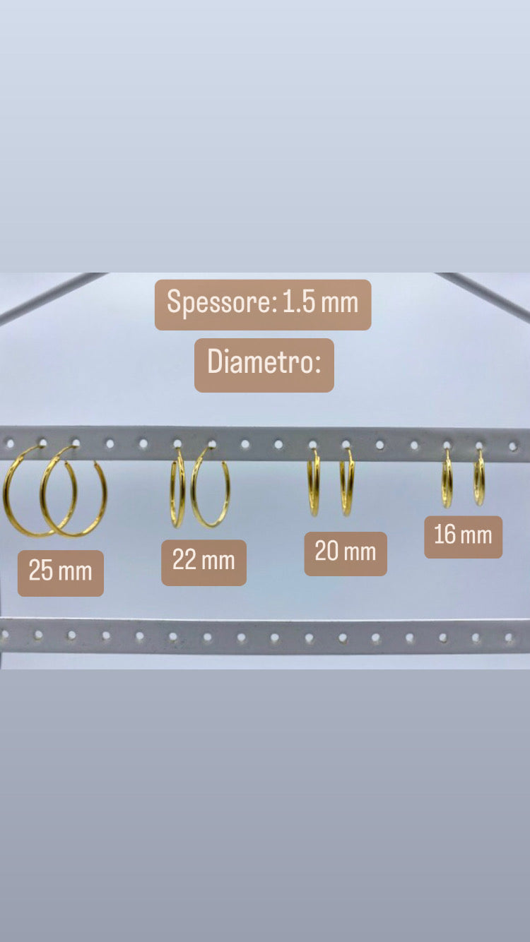 Cerchi in Argento Placcato Oro 1.5 mm